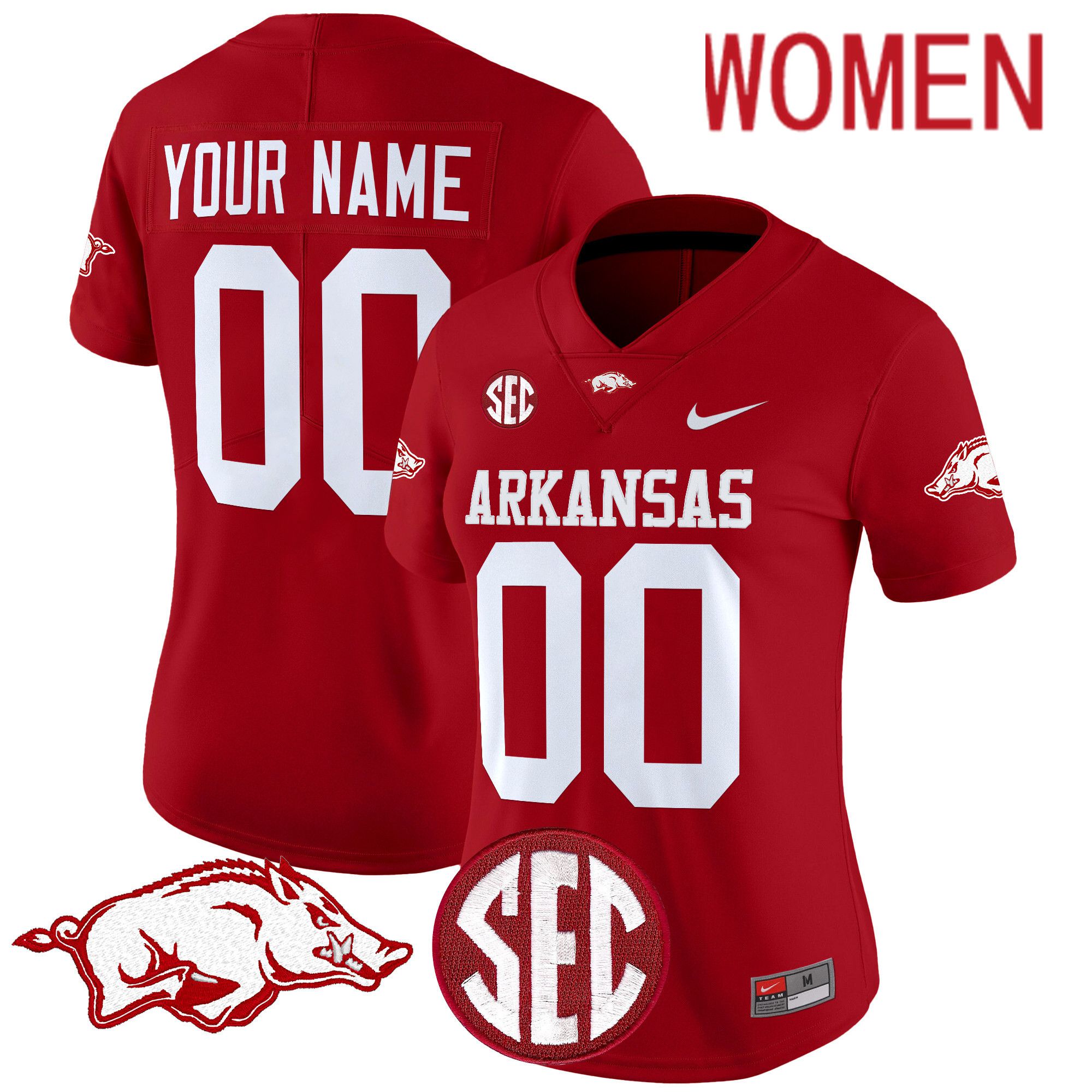 Women Arkansas Razorbacks Red Nike 2024 Vapor Limited Custom NCAA Jersey->customized ncaa jersey->Custom Jersey